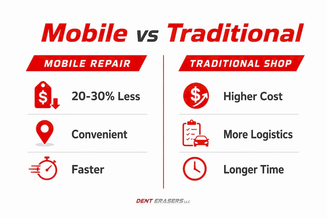 Why Mobile Collision Services Beat the Shop in 2026 1 Infographic Comparing Mobile And Traditional Collision Repairs