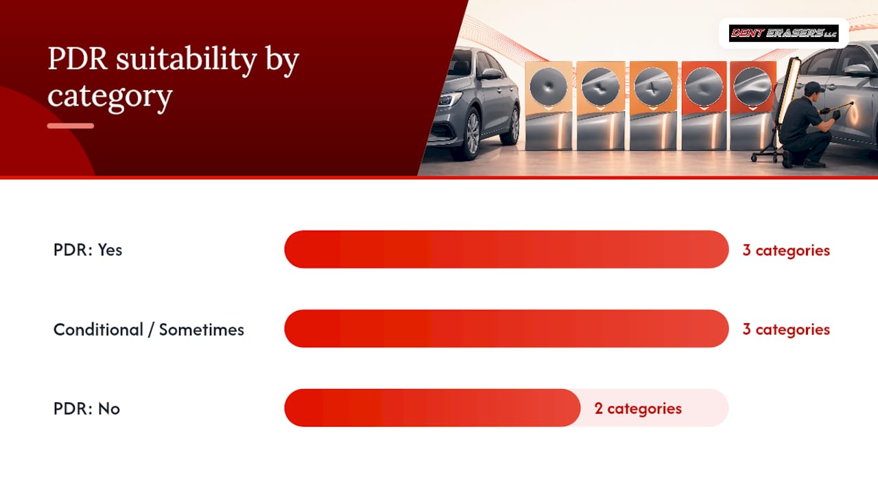 Minor Dent Damage Categories: A Quick Classification Guide 2 Comparison Chart Of Dent Categories And Repair Options