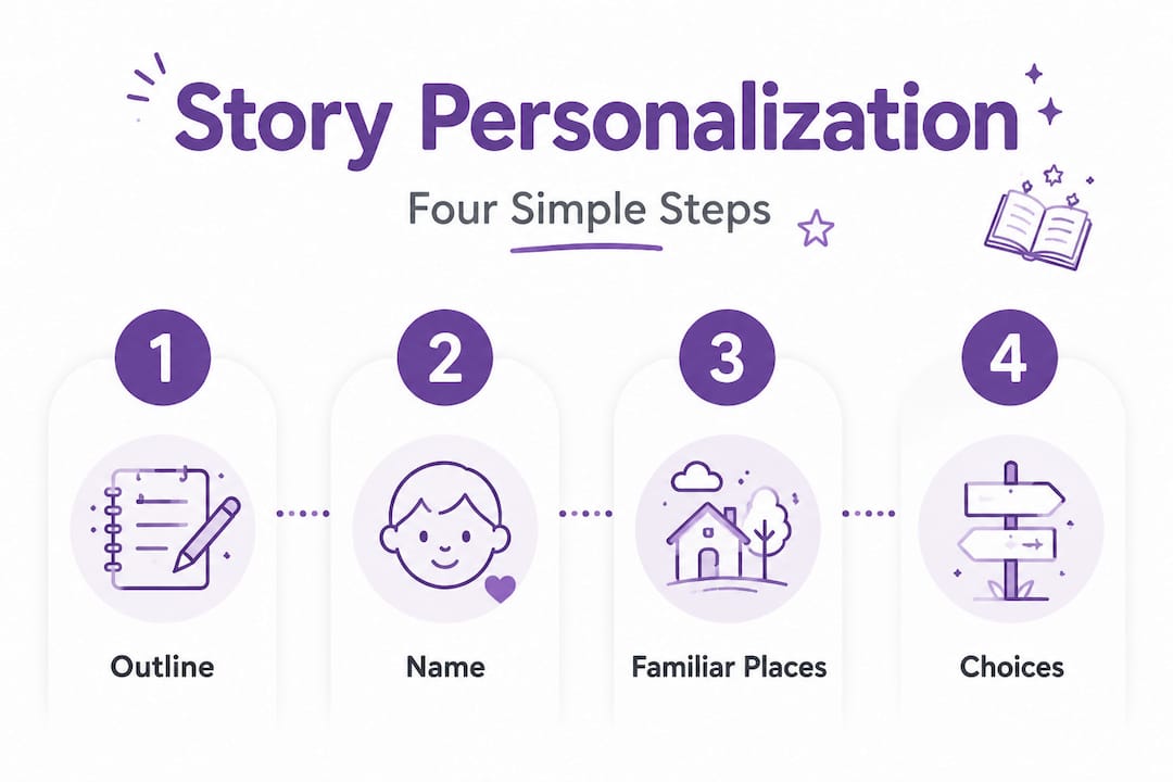 Infographic outlining four steps to personalizing stories