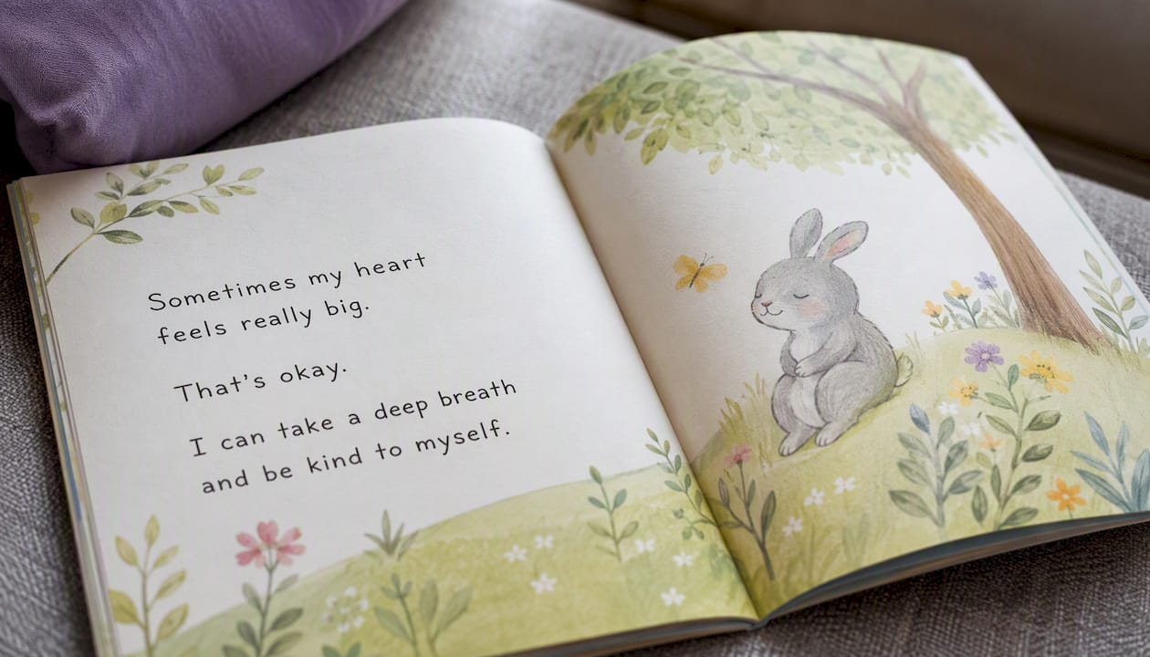 Softly colored sensory-friendly storybook page