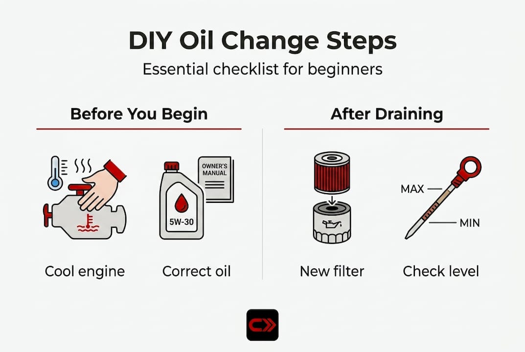 DIY oil change steps infographic