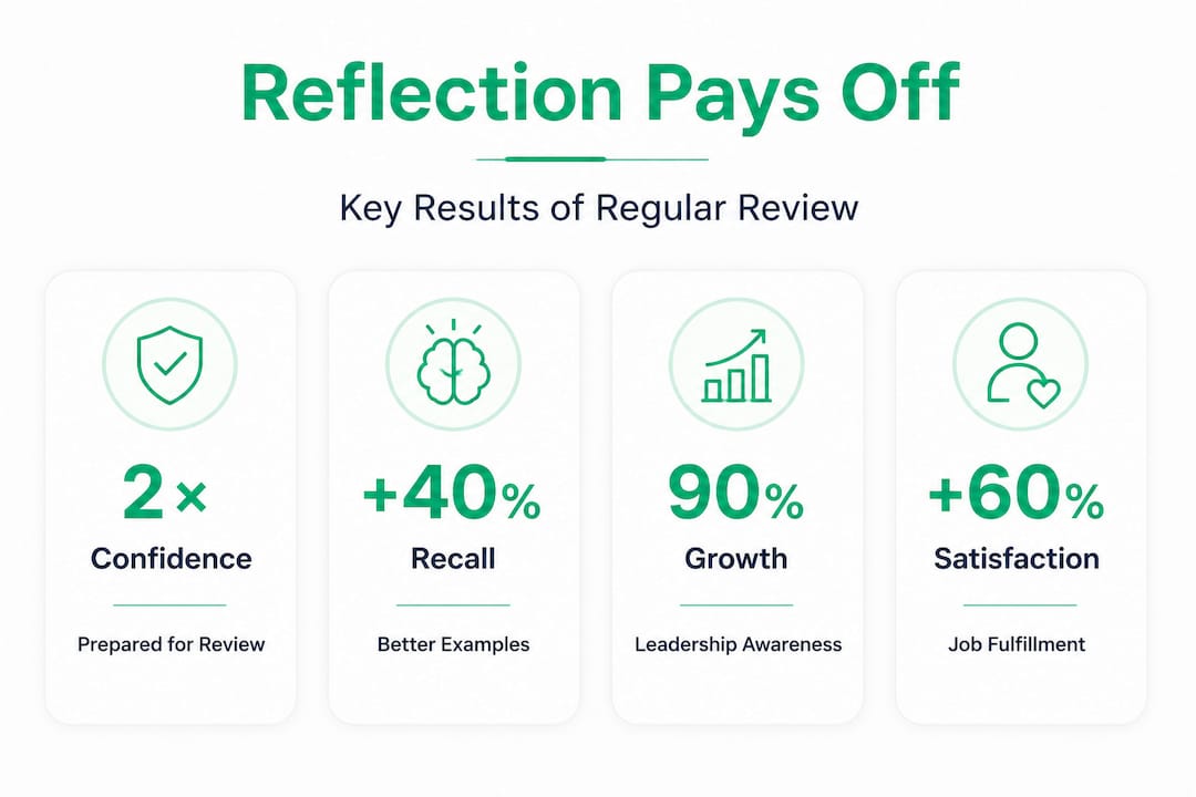 Infographic showing statistics on achievement reflection benefits