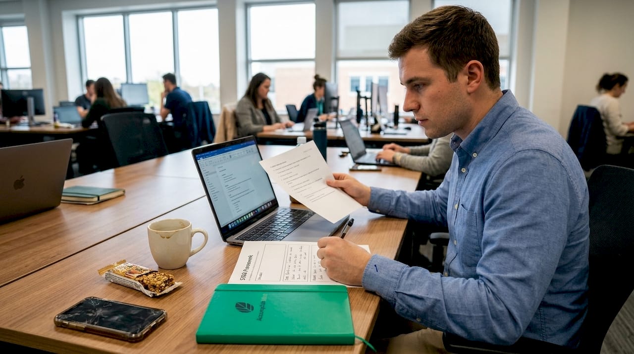 Employee using STAR framework worksheet