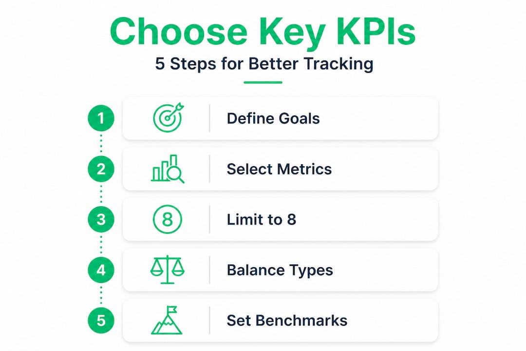 Infographic outlining five steps to choose KPIs