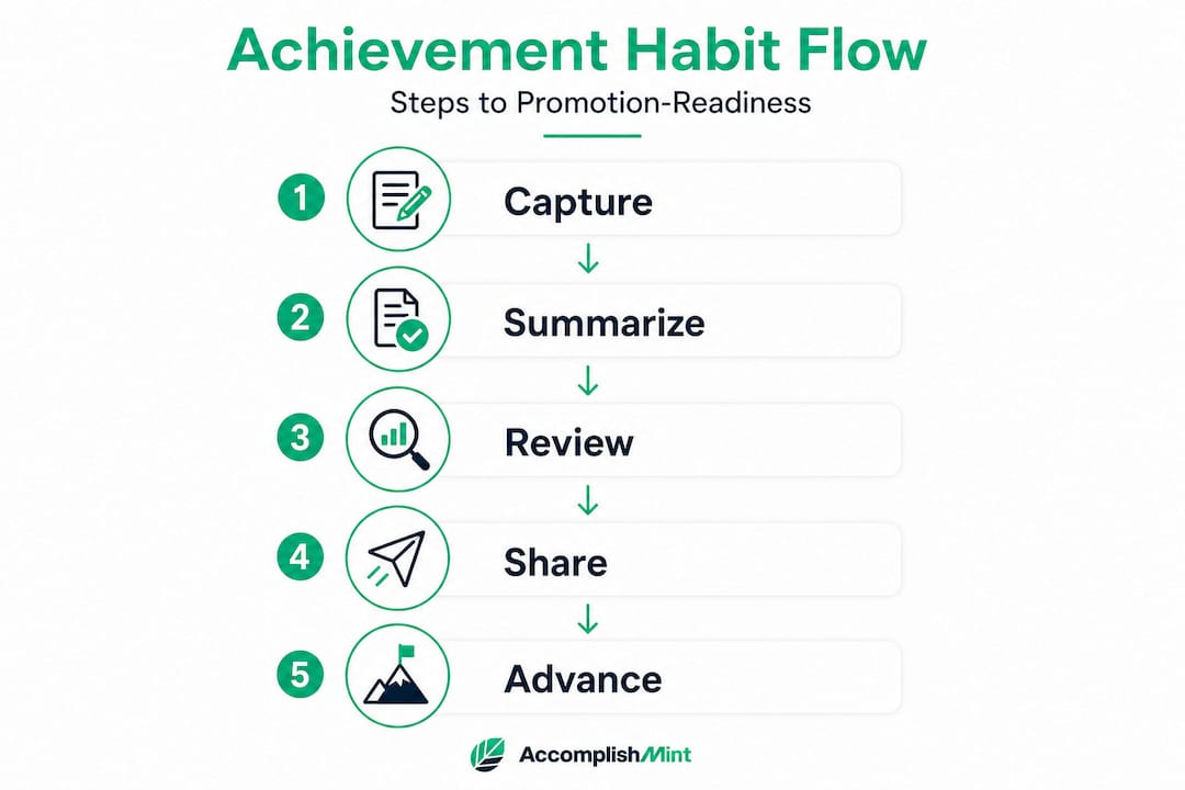 Infographic showing five steps of achievement habits