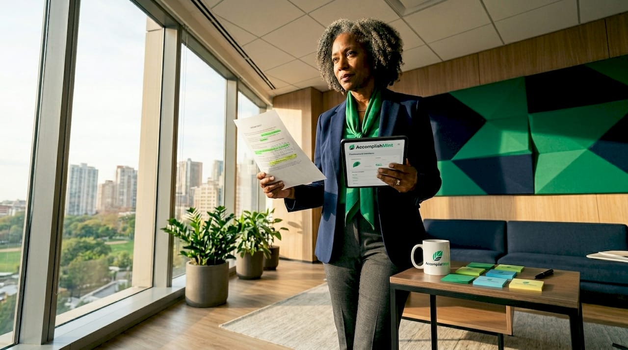 Manager checks highlighted printout before review