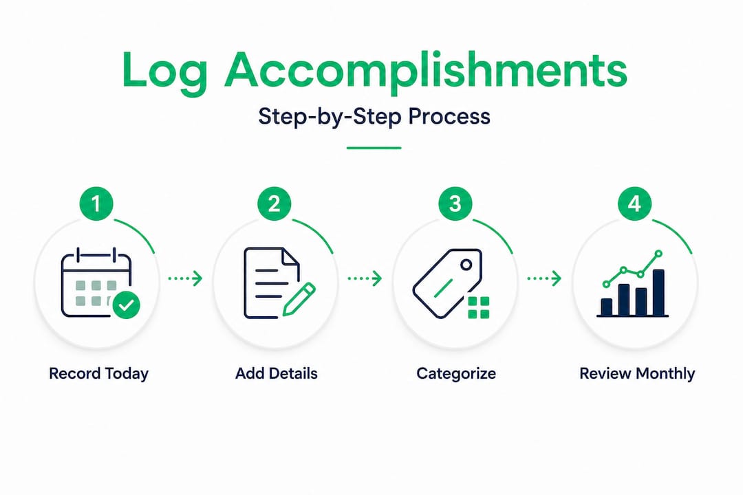 Step-by-step infographic for logging work accomplishments