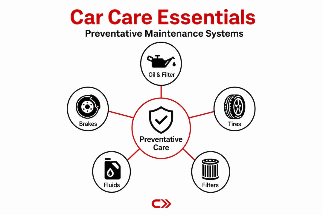 Infographic shows key preventative car care components