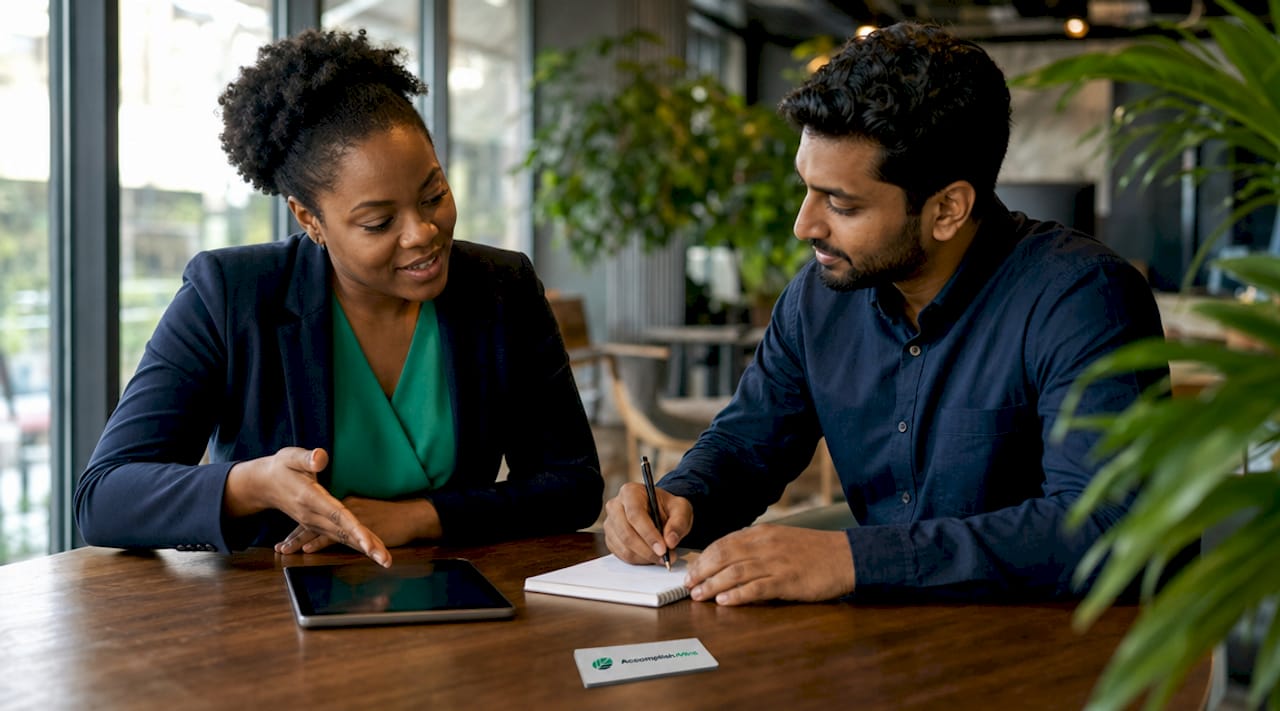Manager and employee planning goals together