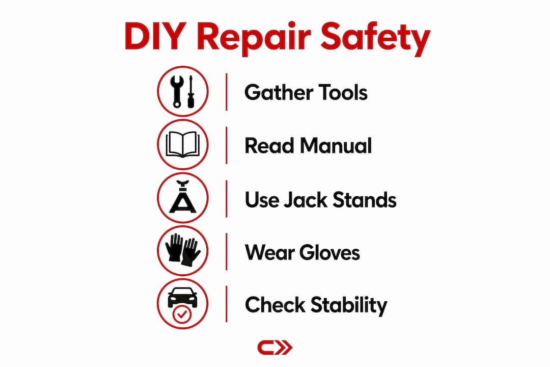 Infographic with step-by-step DIY repair safety