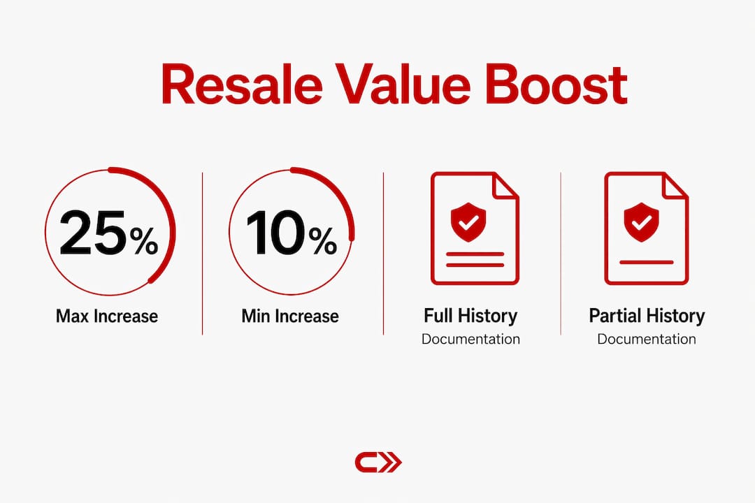 Infographic showing impact of service records on resale values