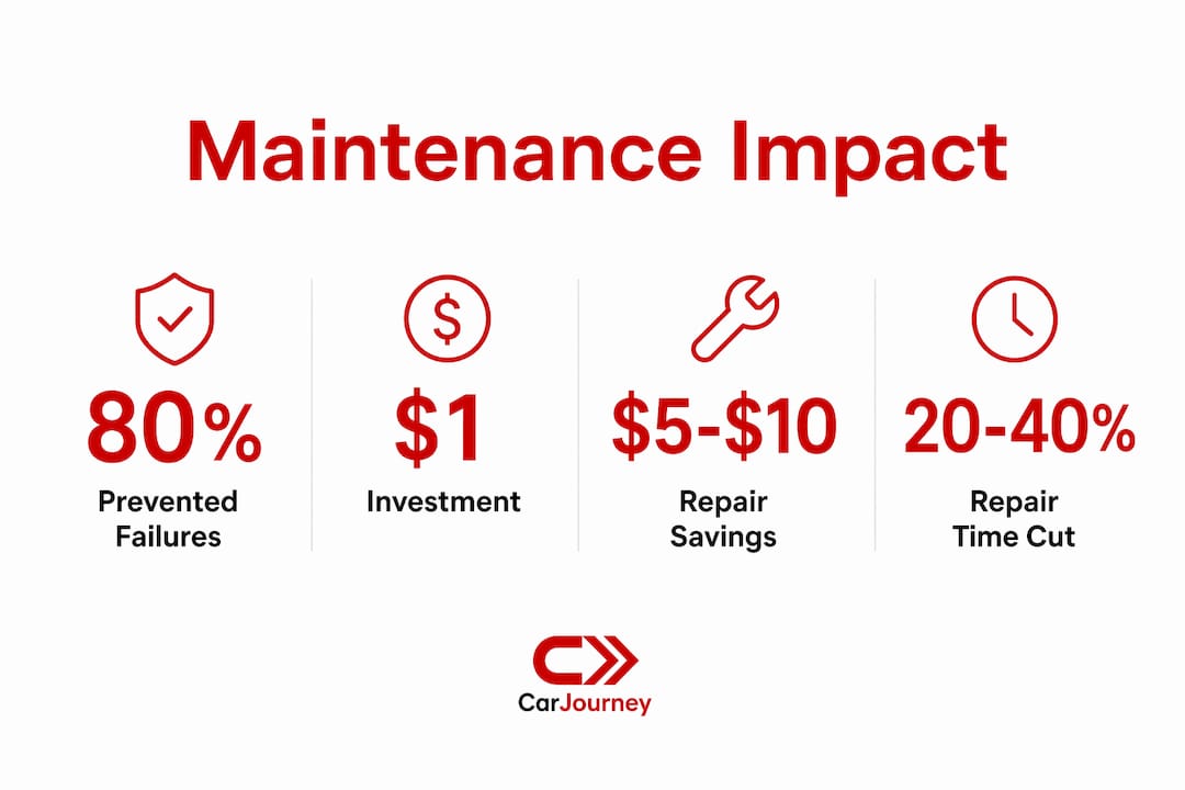 Infographic with maintenance statistics on savings and repair impact