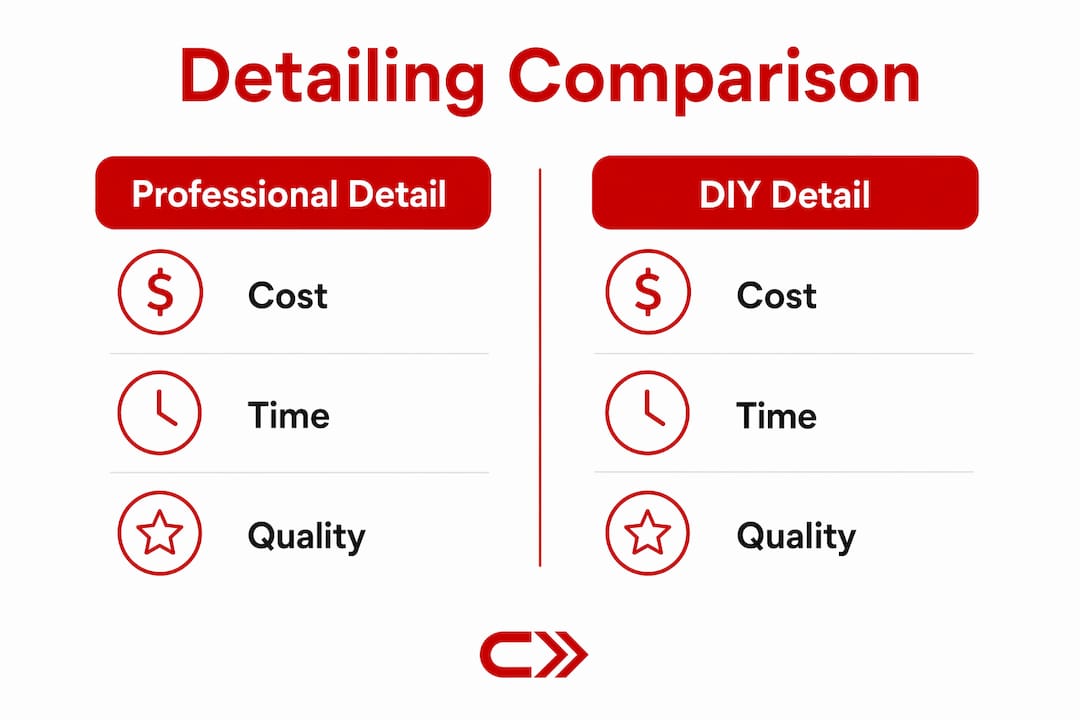 Infographic showing professional vs DIY car detailing