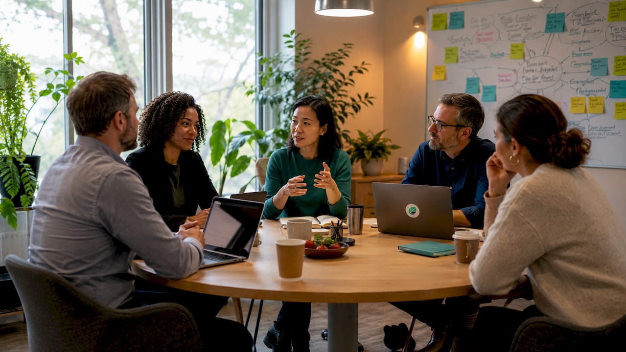 Diverse group in employee training session