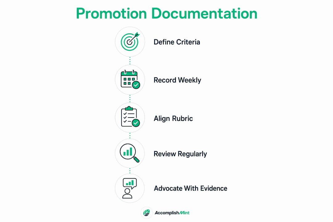 Infographic showing promotion documentation steps