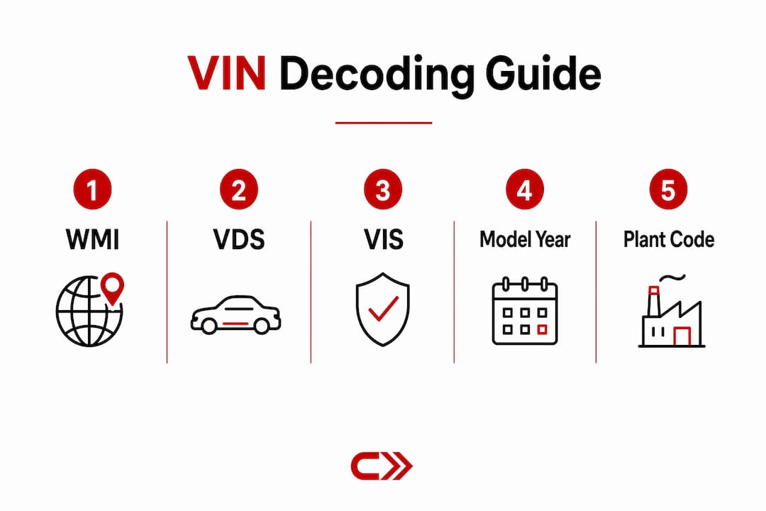 Infographic illustrating VIN decoding steps