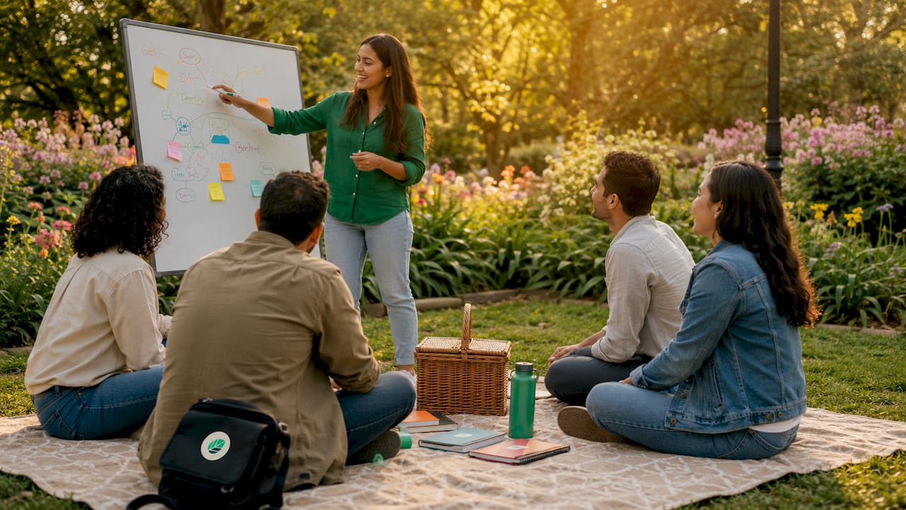 Woman explaining feedback benefits to team