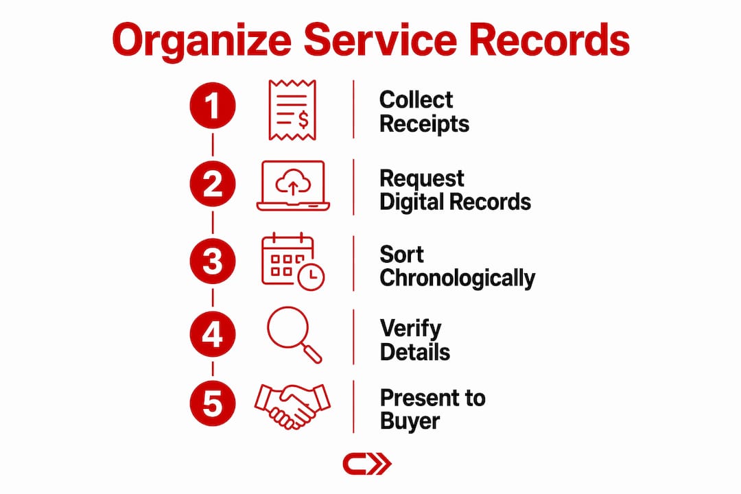 Infographic showing step-by-step service records organization