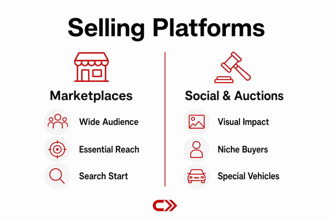 Infographic comparing car selling platforms