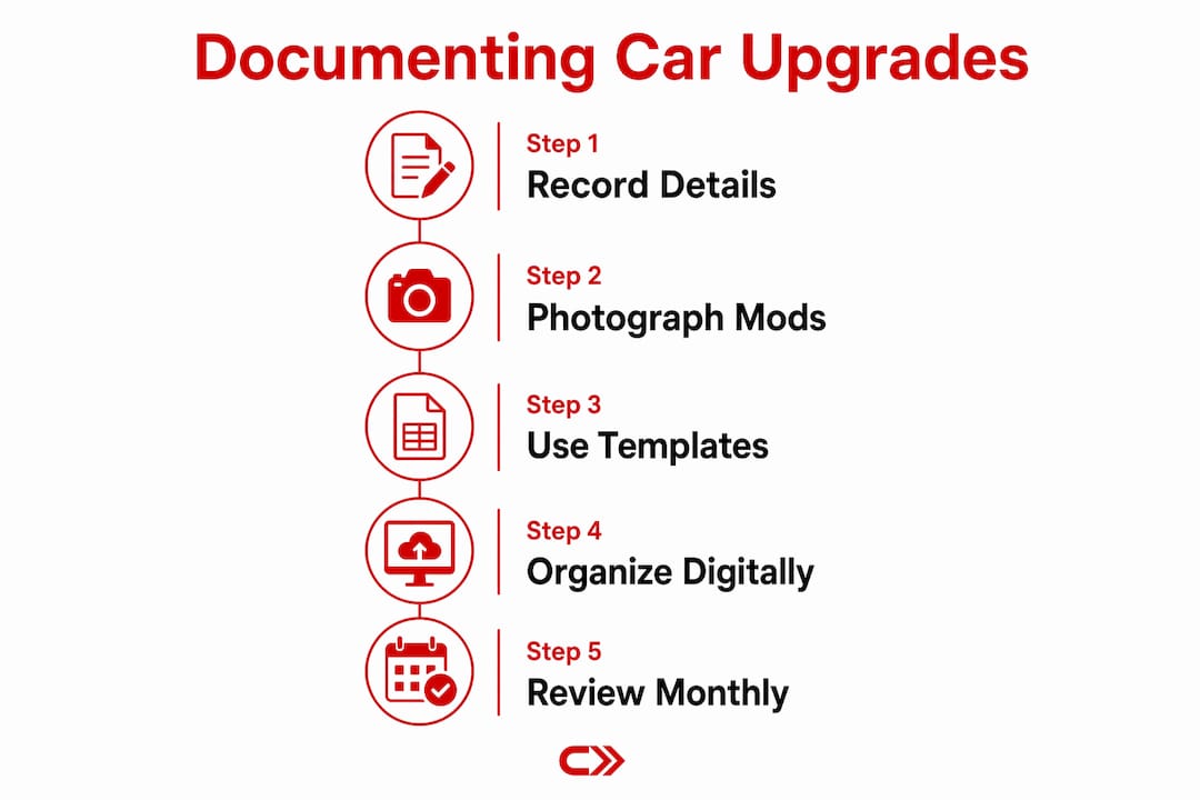Infographic with steps for documenting car upgrades