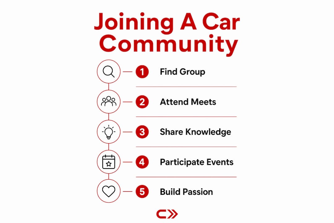 Infographic illustrating joining steps for car community