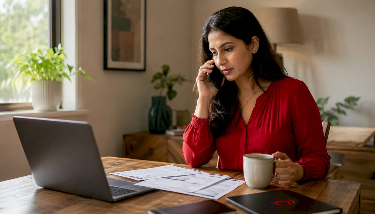Woman calling lender for loan payoff information