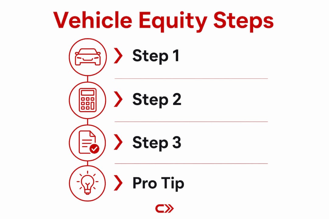 Infographic showing vehicle equity calculation steps