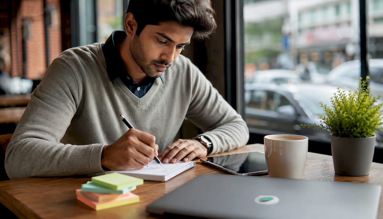 Manager preparing supervisor feedback notes
