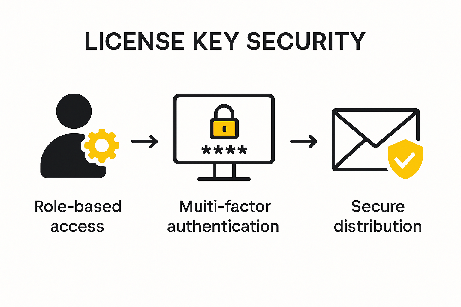 Infographic showing secure license key management steps
