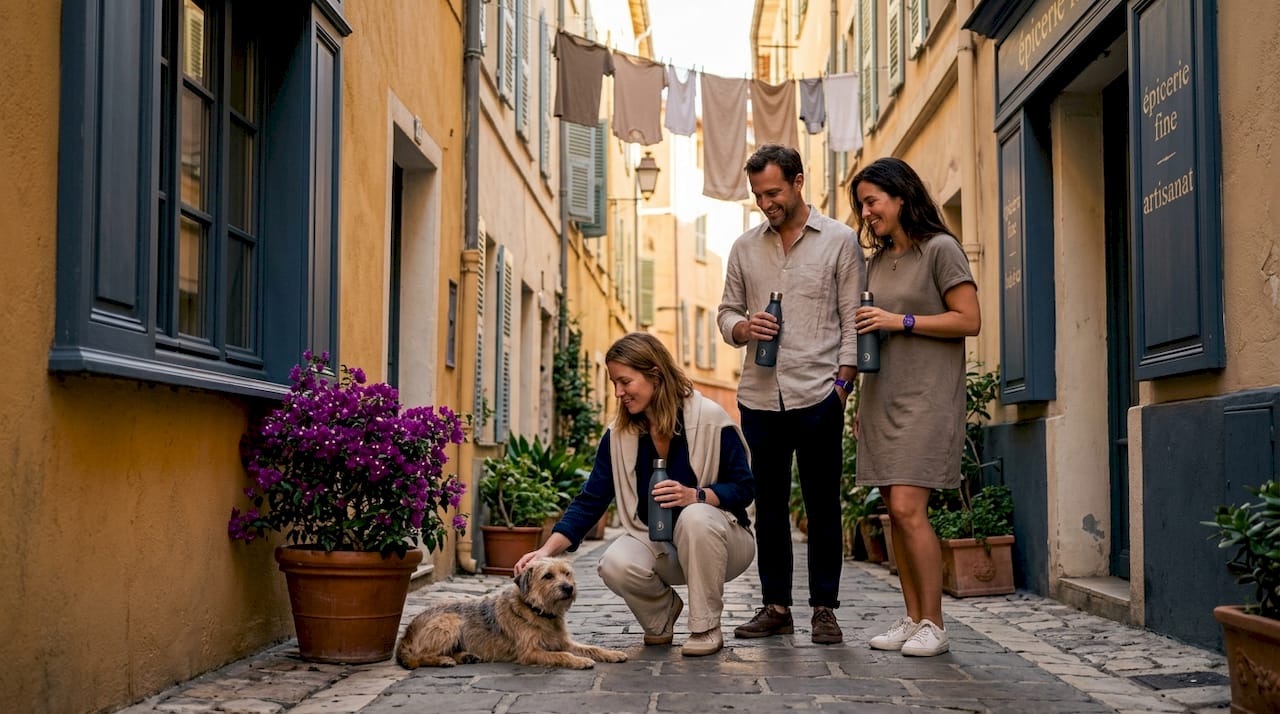 Des visiteurs flânent dans les ruelles pavées du Vieux-Nice, découvrant le charme authentique du quartier.
