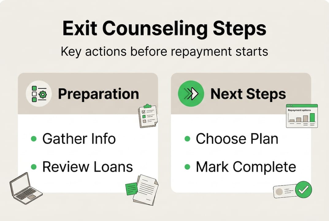 Infographic outlining steps for exit counseling