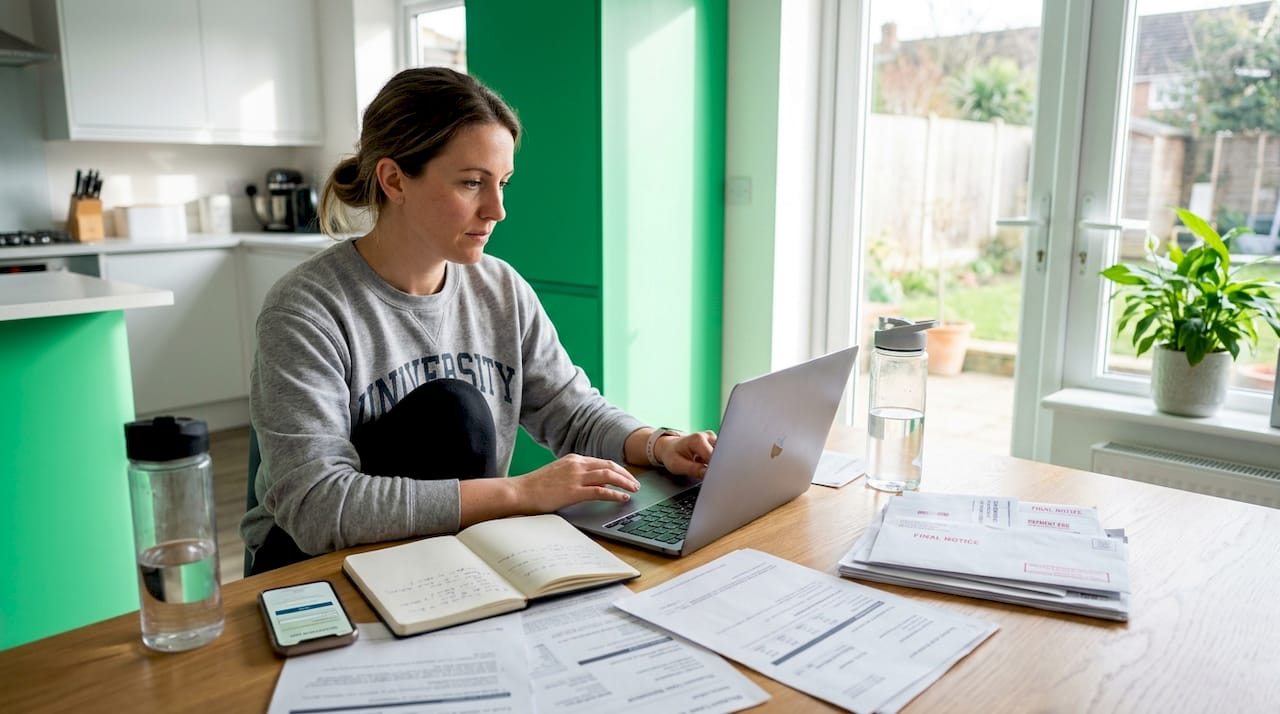 Woman checking student loan forgiveness paperwork