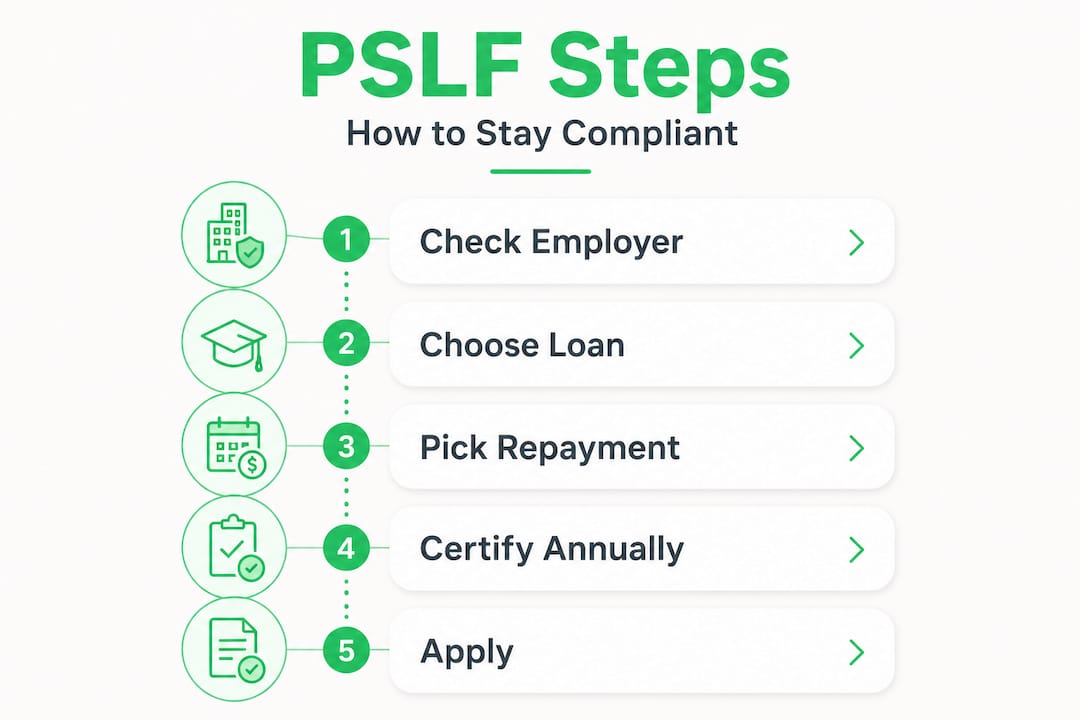 Infographic of PSLF application steps checklist