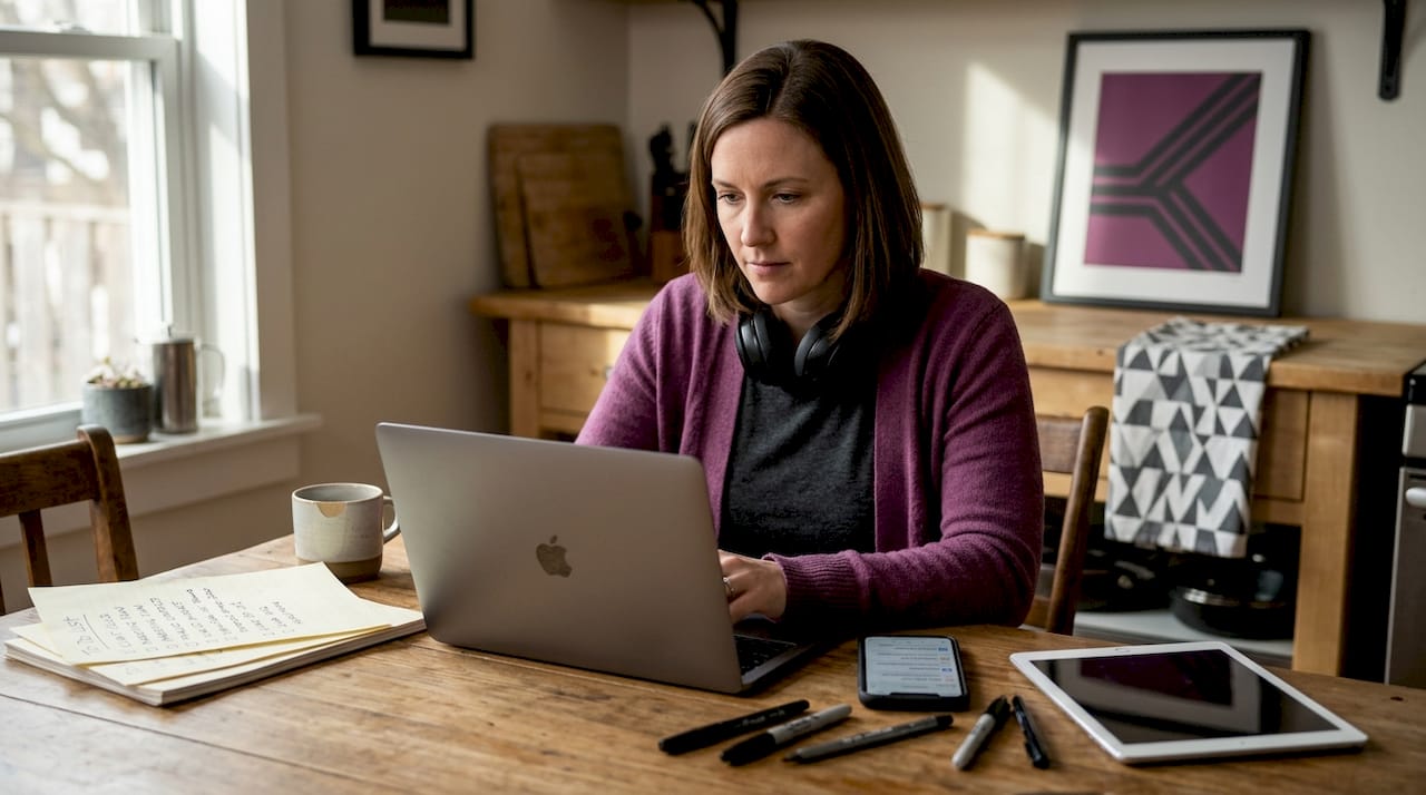 Virtual assistant working at home office desk