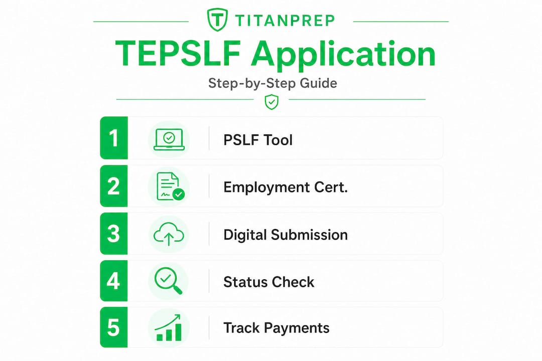 Infographic outlining TEPSLF application steps