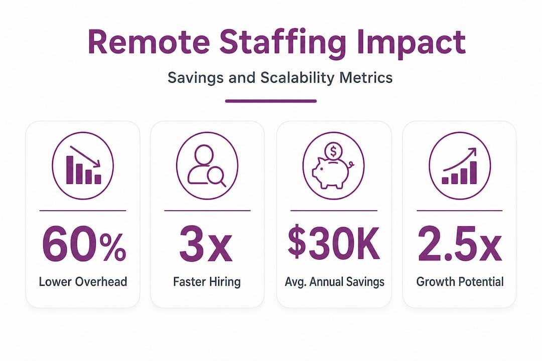 Infographic showing remote staffing impact statistics