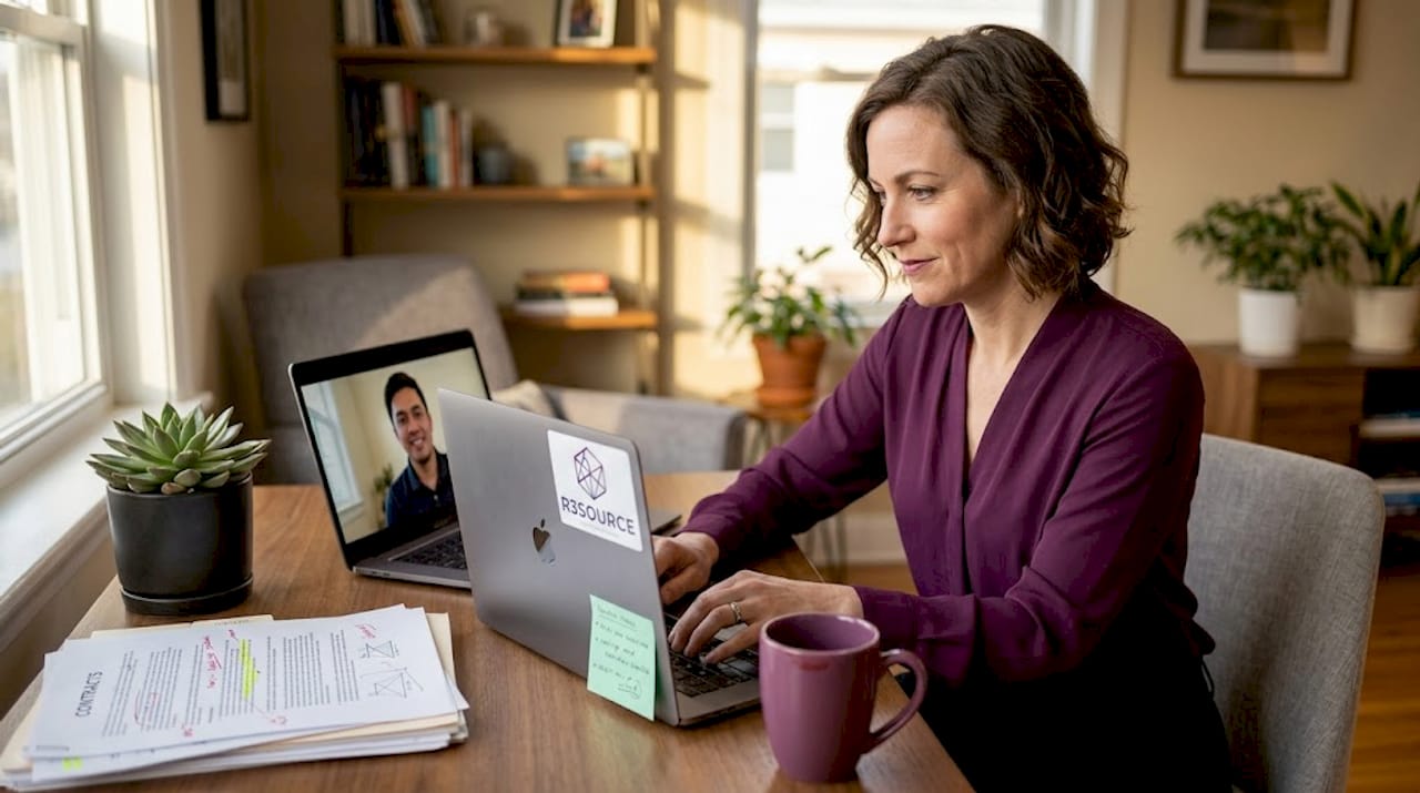 Business manager video calling Filipino teammate
