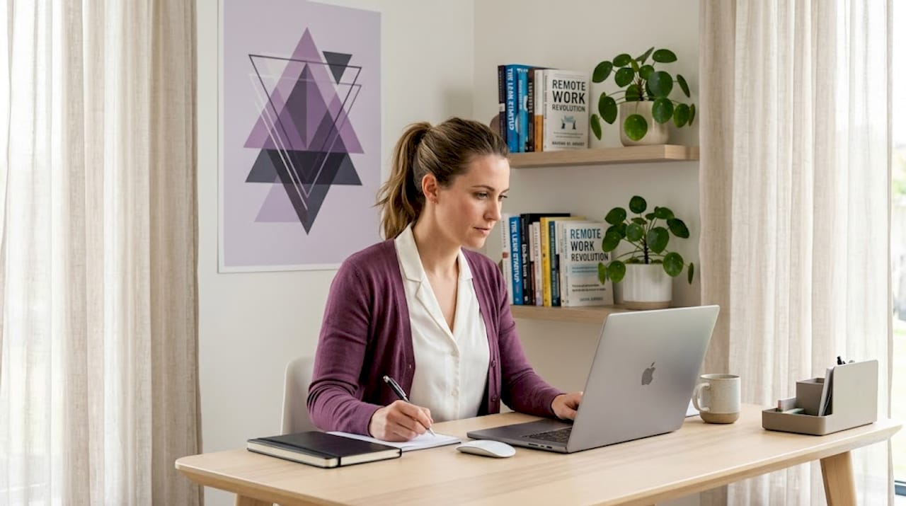 Business owner reviewing VA applicants in home office