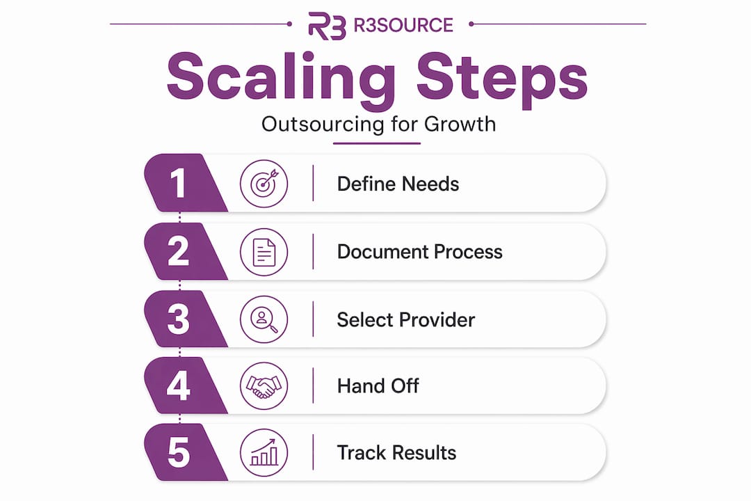 Infographic on outsourcing scaling process steps