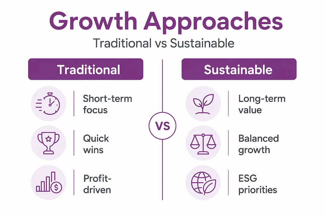 Infographic comparing traditional and sustainable growth