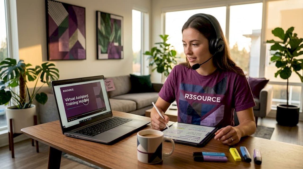 Virtual assistant remote task training session