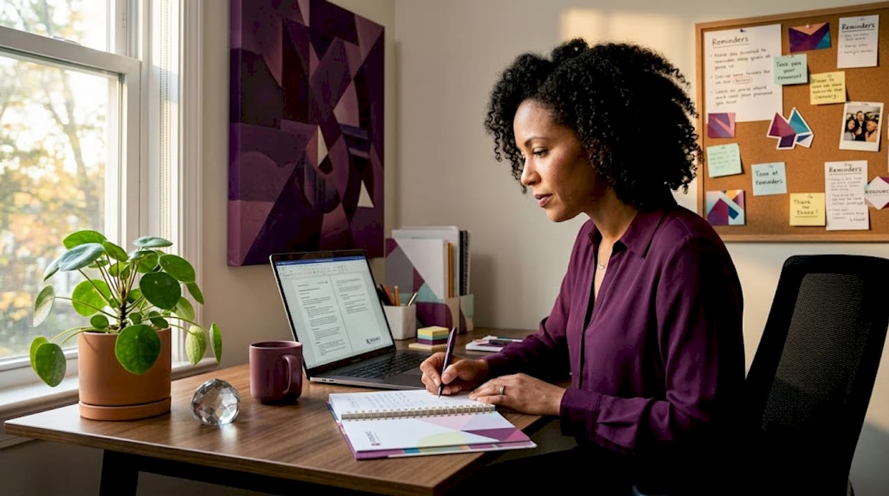 Business owner reviewing onboarding checklist