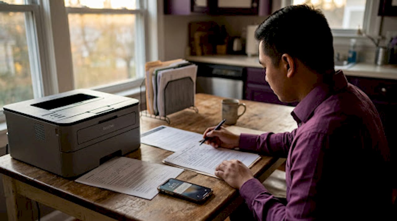 Filipino remote worker processing real estate paperwork
