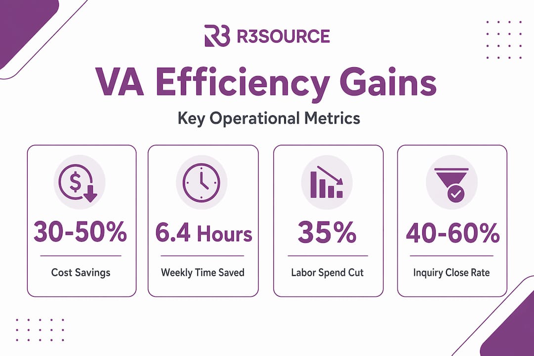 Infographic displaying virtual assistant efficiency statistics