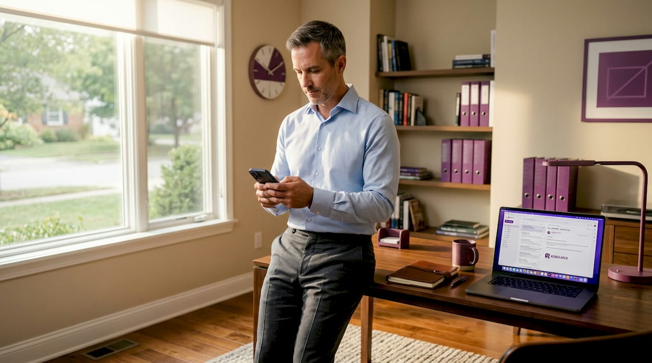 Entrepreneur managing tasks in home office
