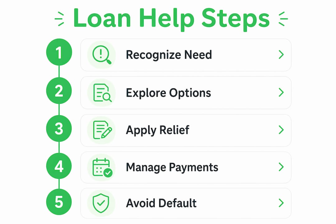 Infographic showing steps to get student loan help