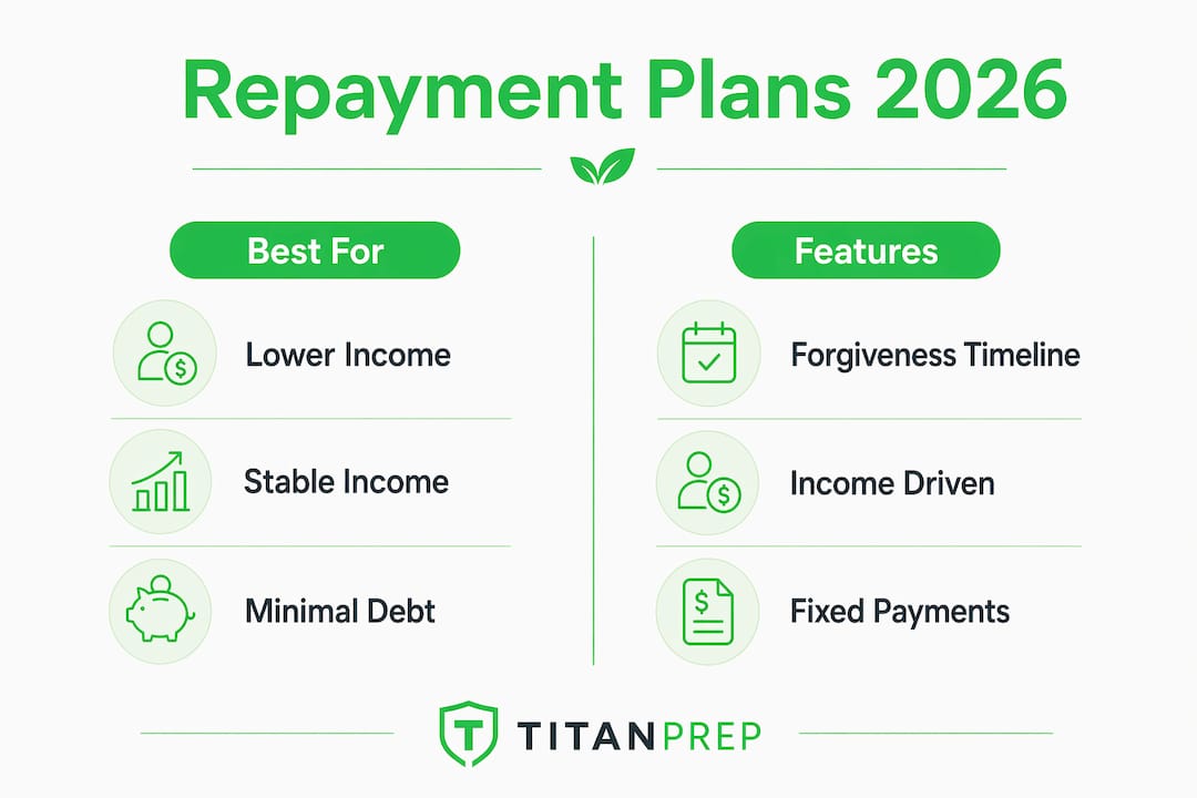 Infographic comparing 2026 loan repayment plans