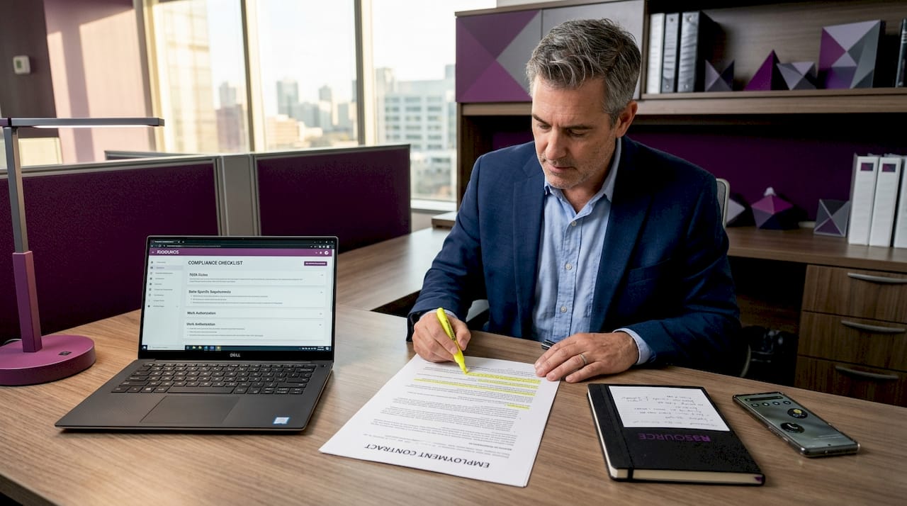 Consultant reviewing Employer of Record contract