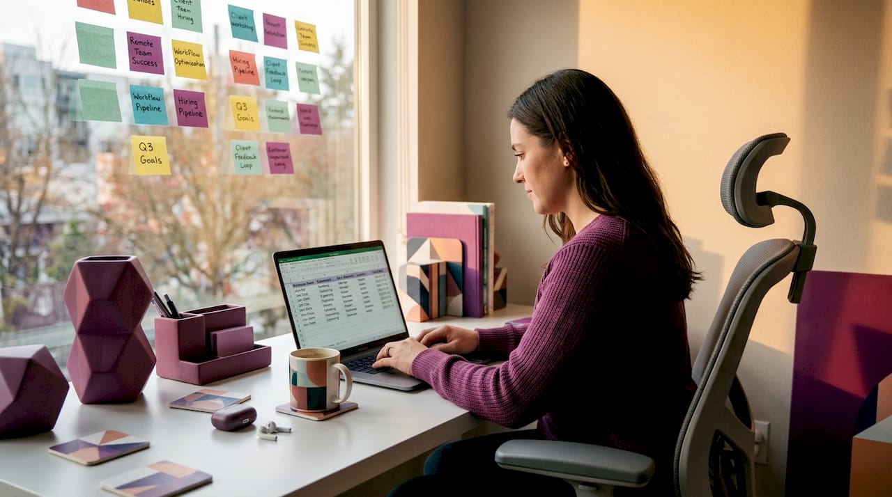 Startup founder managing remote staffing data