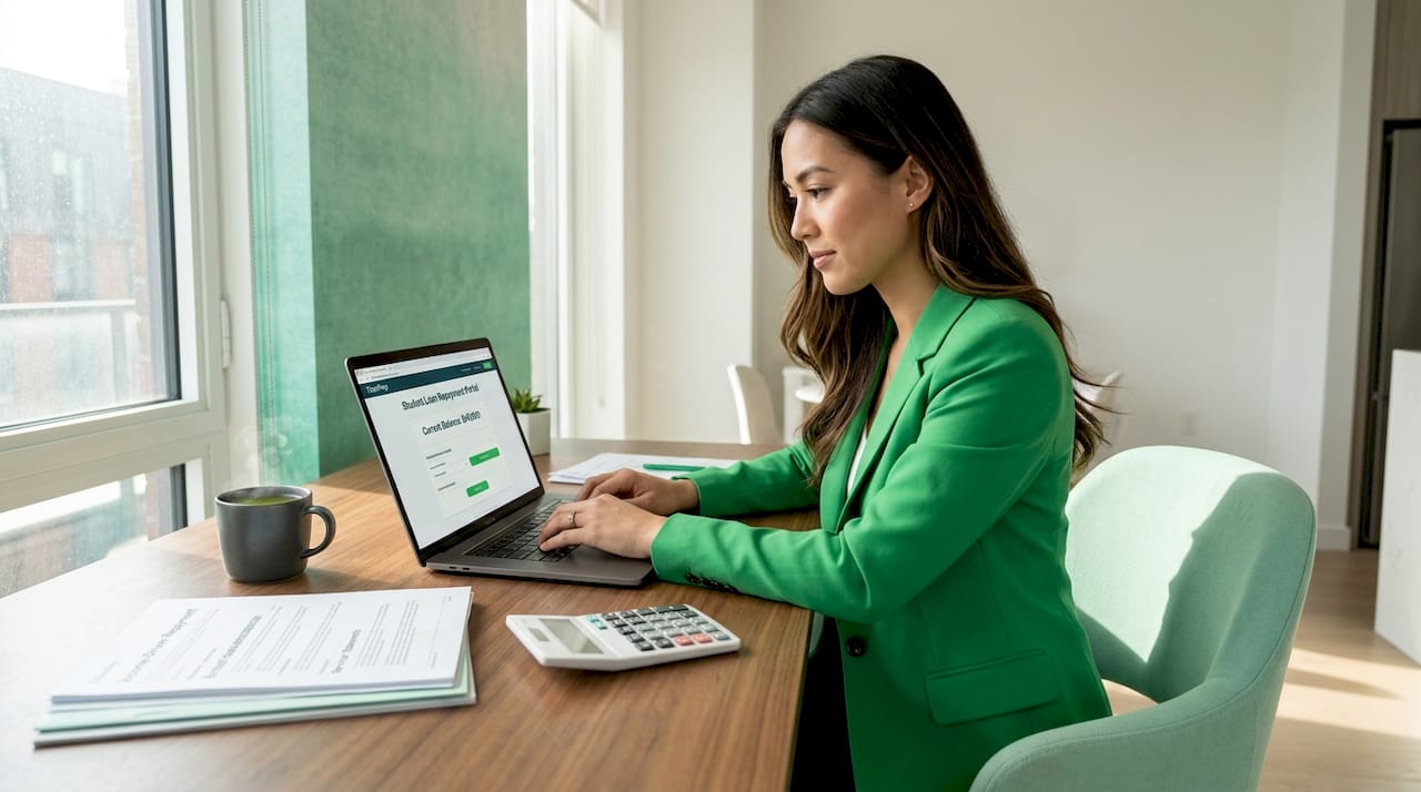 Person managing student loans at home